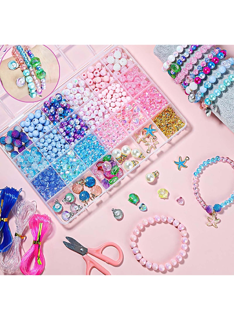 Daytoyz Making Kit, Ocean-themed Beads for Bracelets, 625pcs DIY Jewelry Making Supplies for Friendship Bracelet Kit, Bracelet Kit Crafts for Adults (Blue Ocean) - Image 1